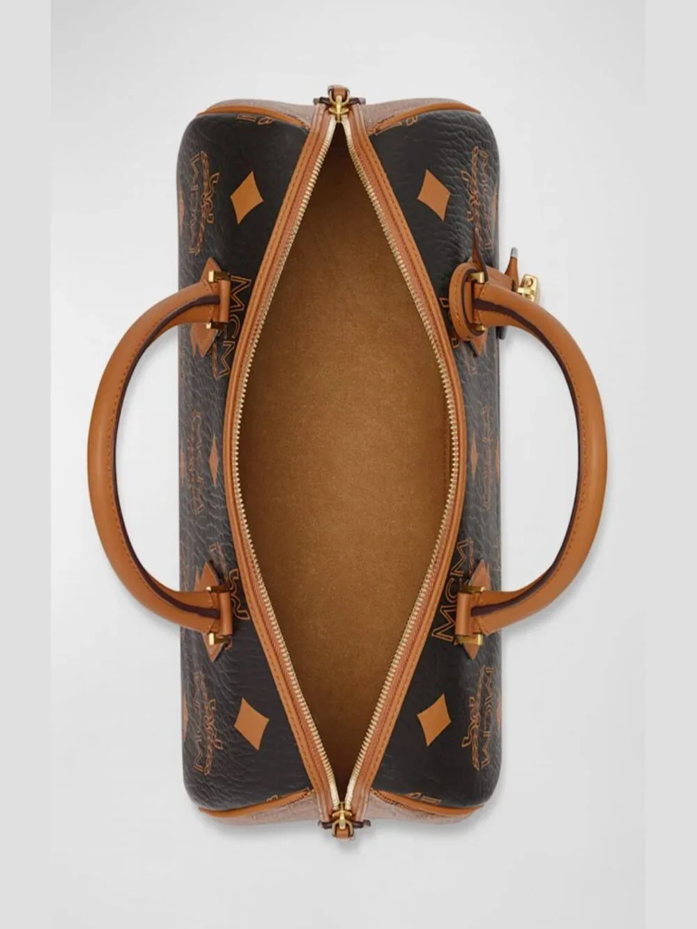 MCM Medium Ella Boston Bag in Maxi Visetos & Lauretos Monogram Mix- Black